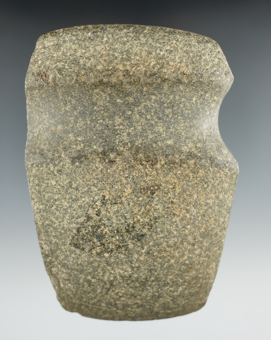 Well defined 4 9/16" long 3/4 grooved hardstone Axe found in Hancock Co., Illinois.