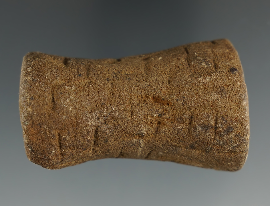 2 1/4" Ft. Ancient Sandstone Spool found in Scioto Co., Ohio. Ex. Wertz Collection.