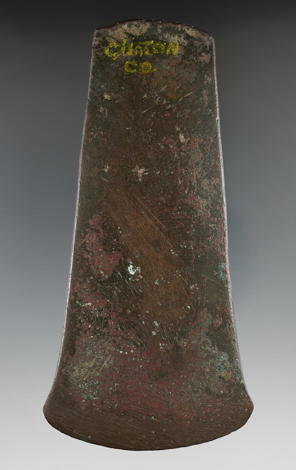 4 15/16" Copper Celt found in Clinton Co., Michigan.