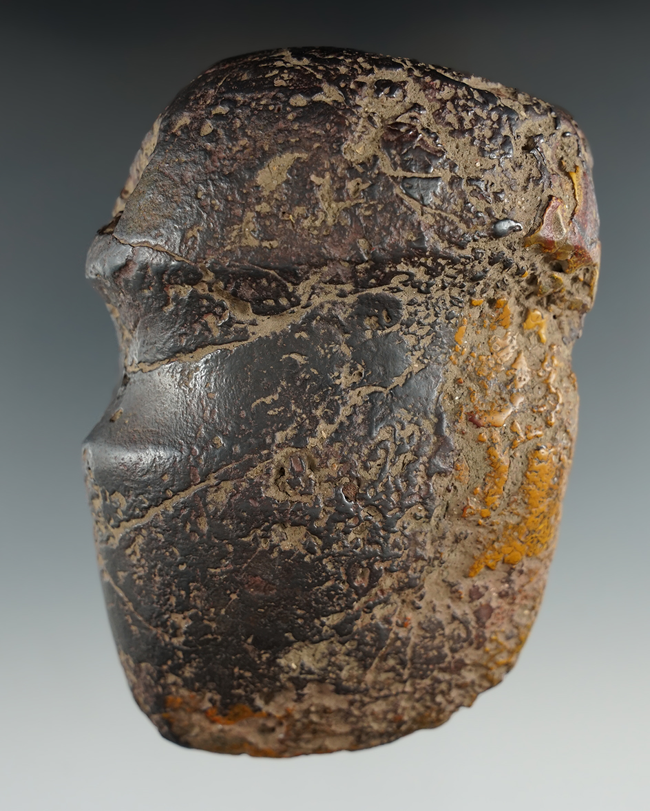 Rare! 4 3/16" long 3/4 grooved beautifully weathered Hematite Axe found in Jersey Co., Illinois.