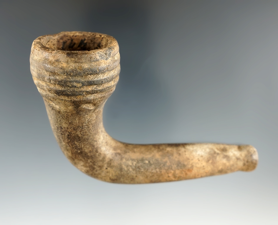 3 1/2" Iroquois clay Ring Bowl Pipe found in New York, with no visible restoration.
