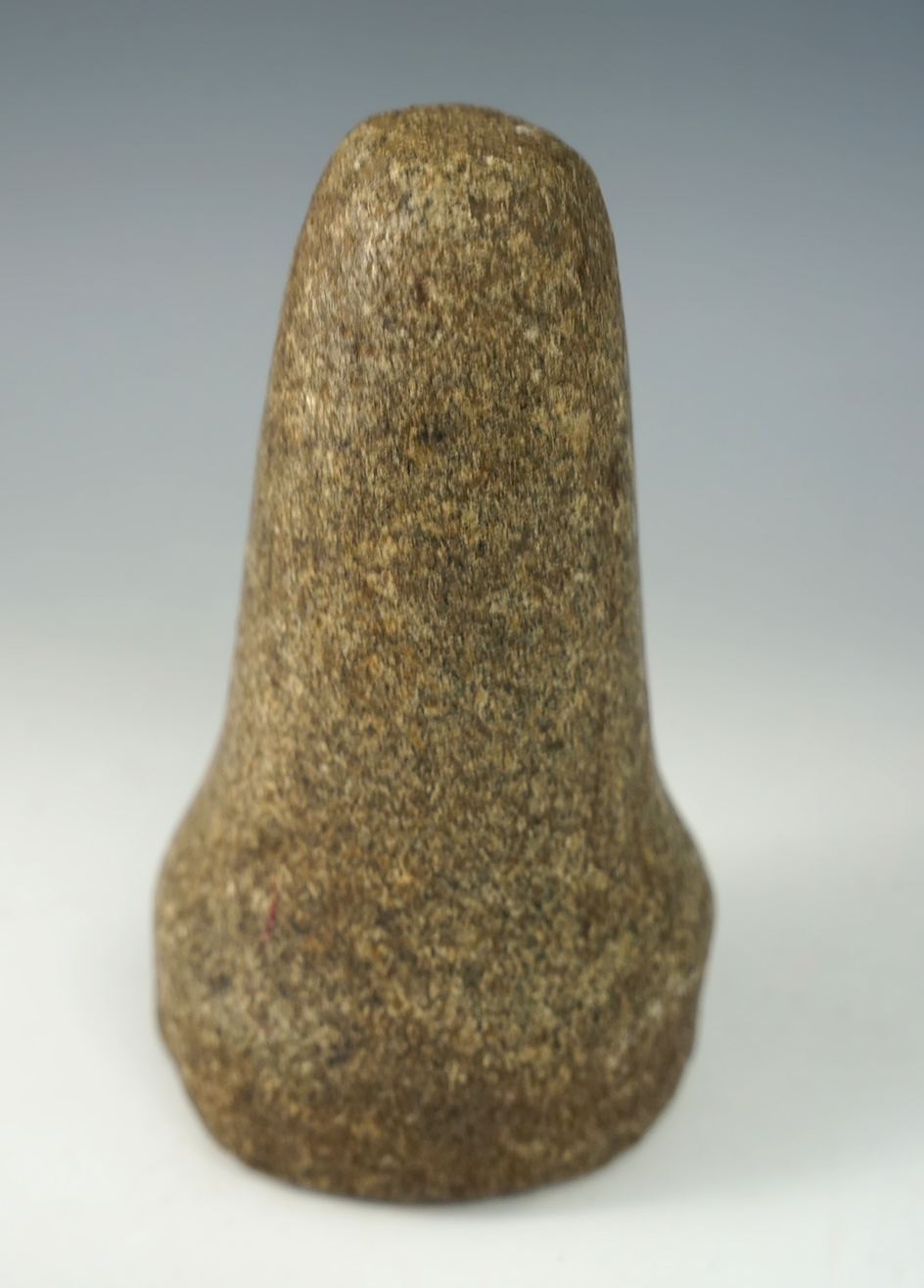 5 1/4" Highly polished Bell Pestle. Deep and nice nutting cup on bottom. Found in Paulding Co., Ohio