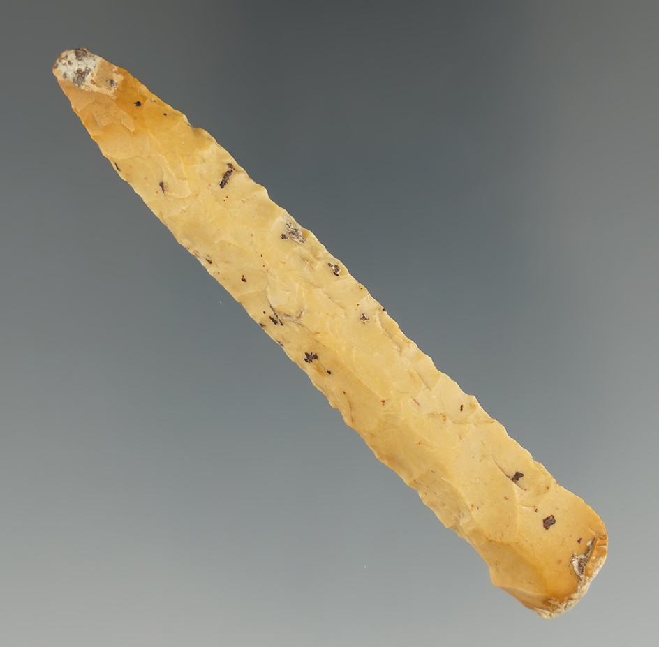 3 1/8" Heavily patinated Pin Style Drill. Found in Illinois.