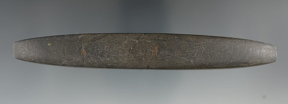 6 3/8" Archaic Elliptical Bar Weight made from black Slate, found in Richland Co., Ohio. Pictured!