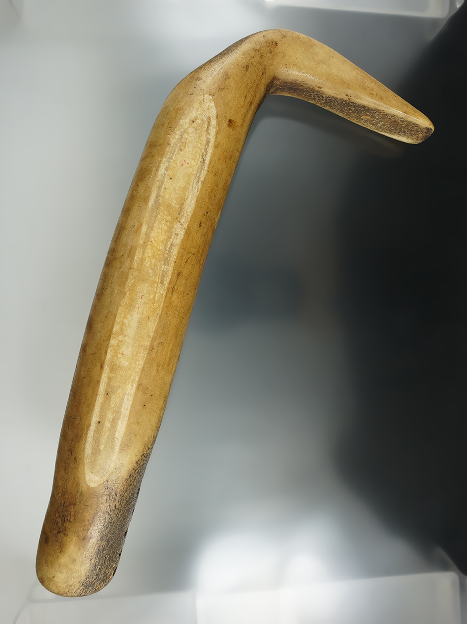 12 3/8" Engraved Elk Horn Hide Scraper found in the Arizona/New Mexico area. Davis G-10 COA.