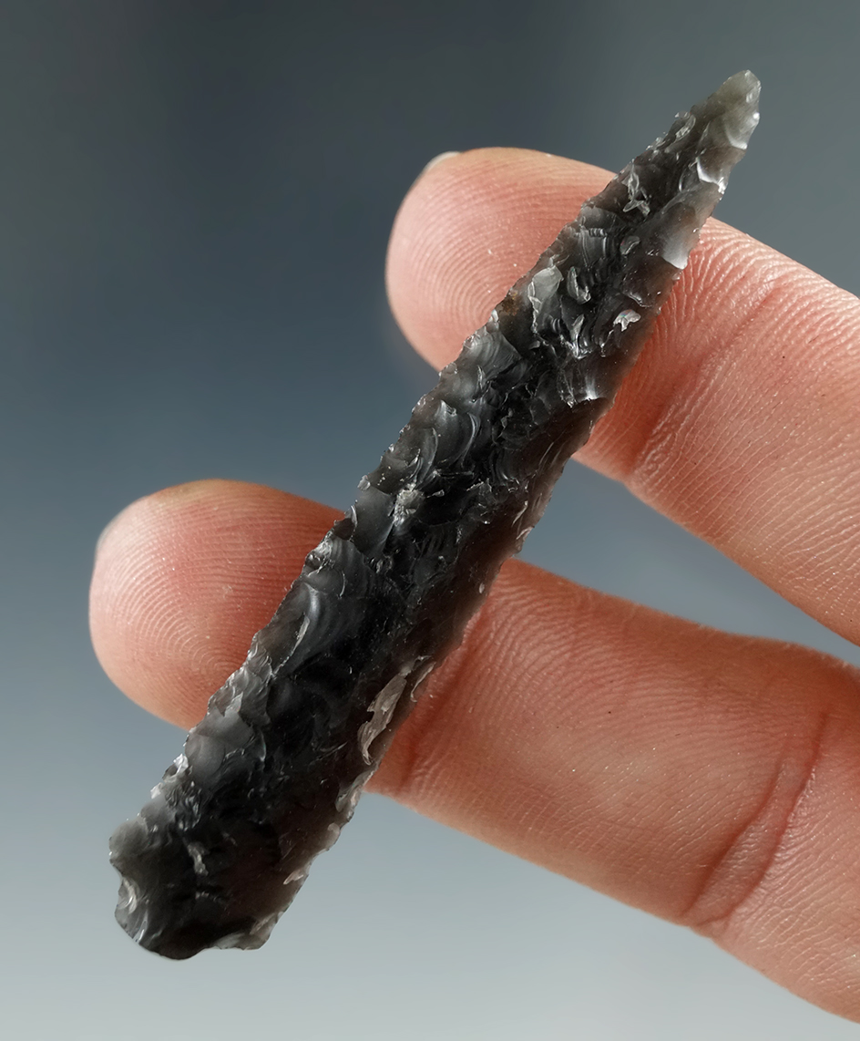 2 3/8" Drill made from Obsidian, found in the Great Basin, Oregon.