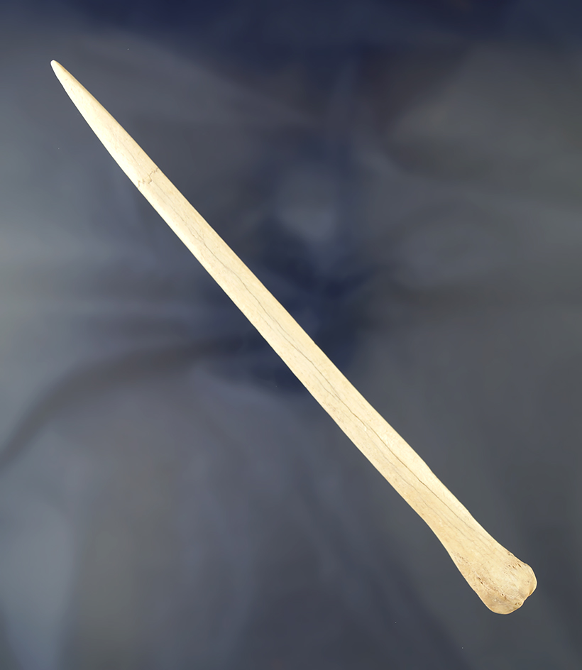 7 1/2" Nicely Polished Bone Haripin that is broken and glued tight. Found in Kentucky.