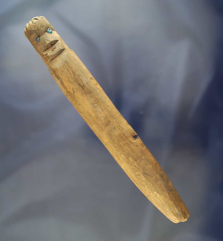 Unique 7 1/2" tall vintage 19th-century carved wooden figure found in Point Hope Alaska