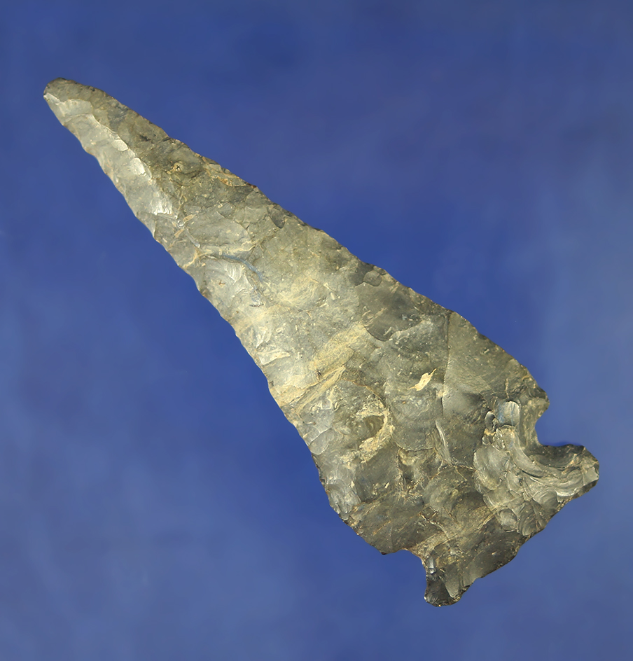 Rare style 3 3/4" Meadowood Drill made from Coshocton Flint found in Muskingum Co.,  Ohio.