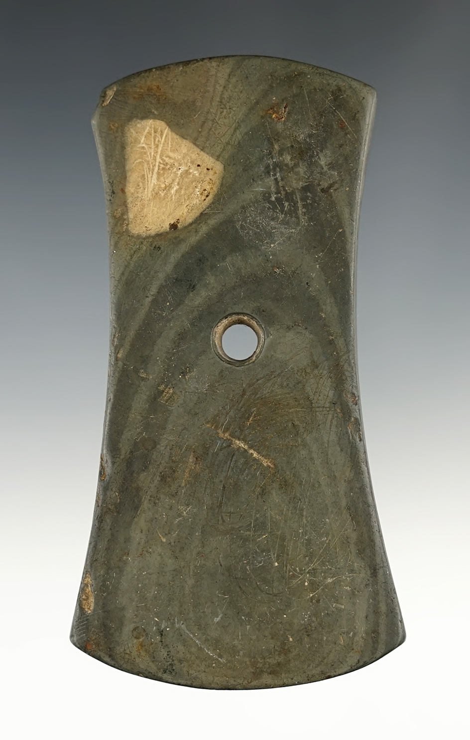 4 1/4" Classic style Adena Bell Pendant - Seneca Co., Ohio. Great form and nicely patinated.