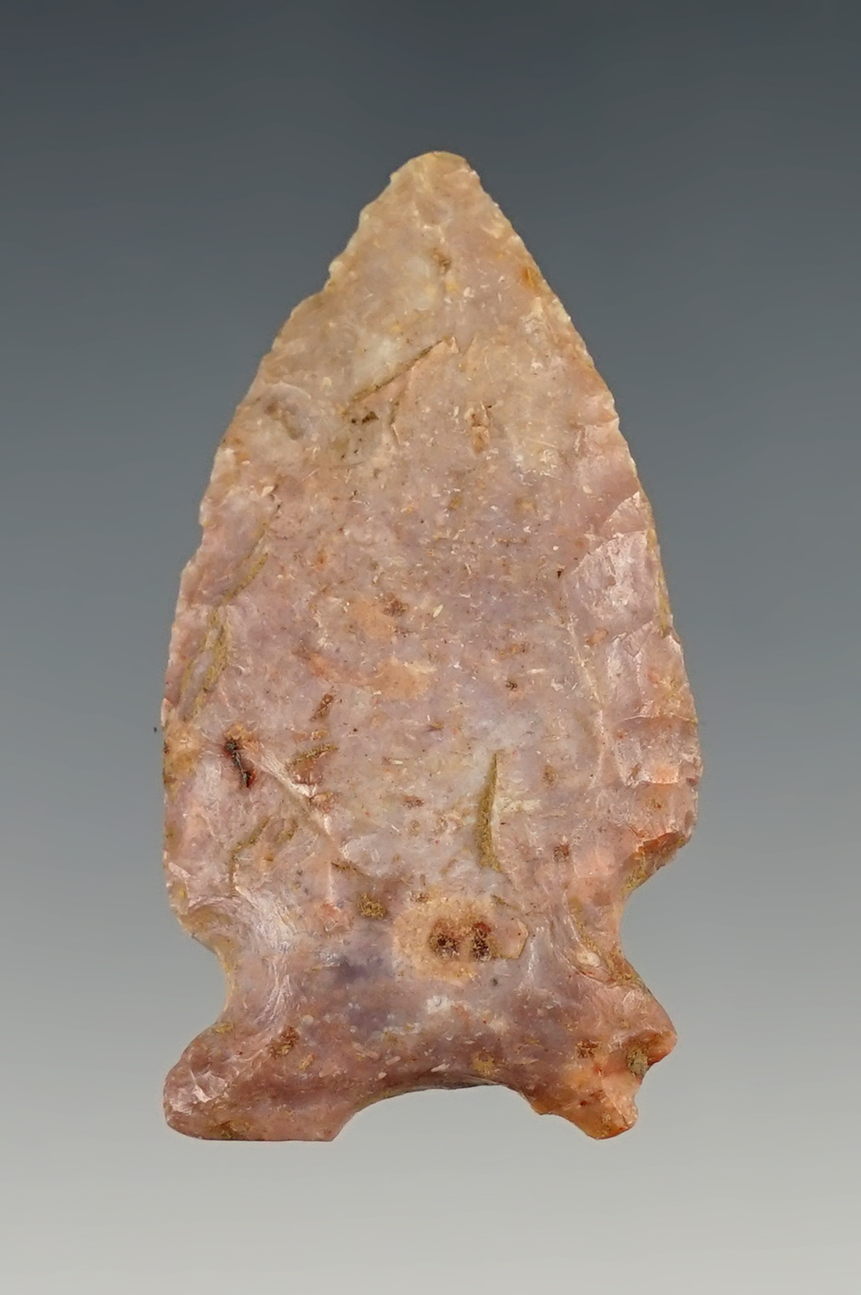1 3/4" Kentucky Archaic Side Notch made from nicely colored flint.