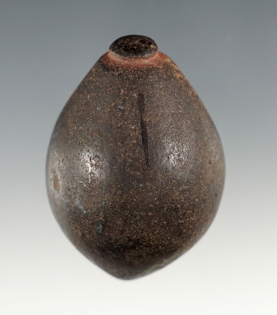 Fine 1 3/4" Grooved Hematite Plummet found in Ohio.