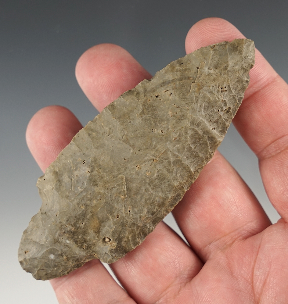 3 13/16" Kentucky Adena point that is heavily patinated and well made.