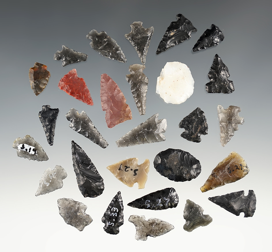 Set of 28 points found in New Mexico. The largest is 1 1/8".