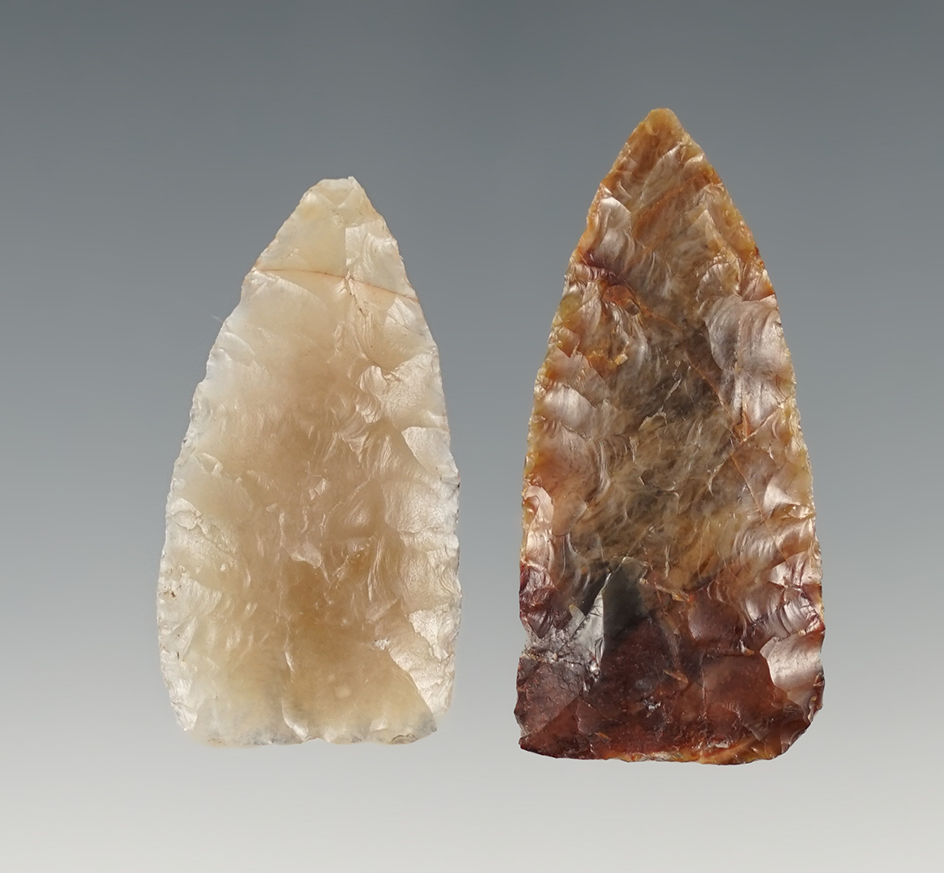 Pair of fine Triangular-shaped Blades - Roosevelt Co., Washington. The largest is 1 13/16".