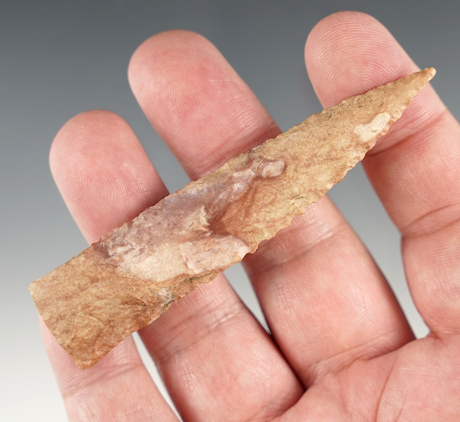 3 7/16 Tennessee Copena made from colorful chert.