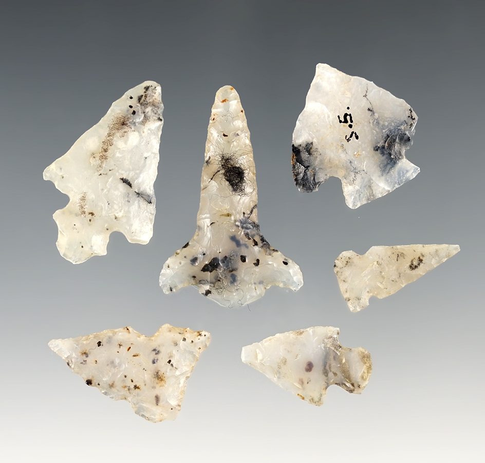 Set of 6  fine points found in New Mexico. The largest is 1 1/2".