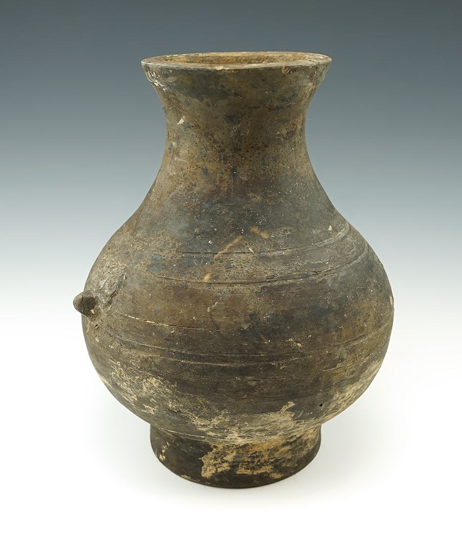 8" tall Han Dynasty Chinese Pottery Vessel. Several pieces glued around neck.