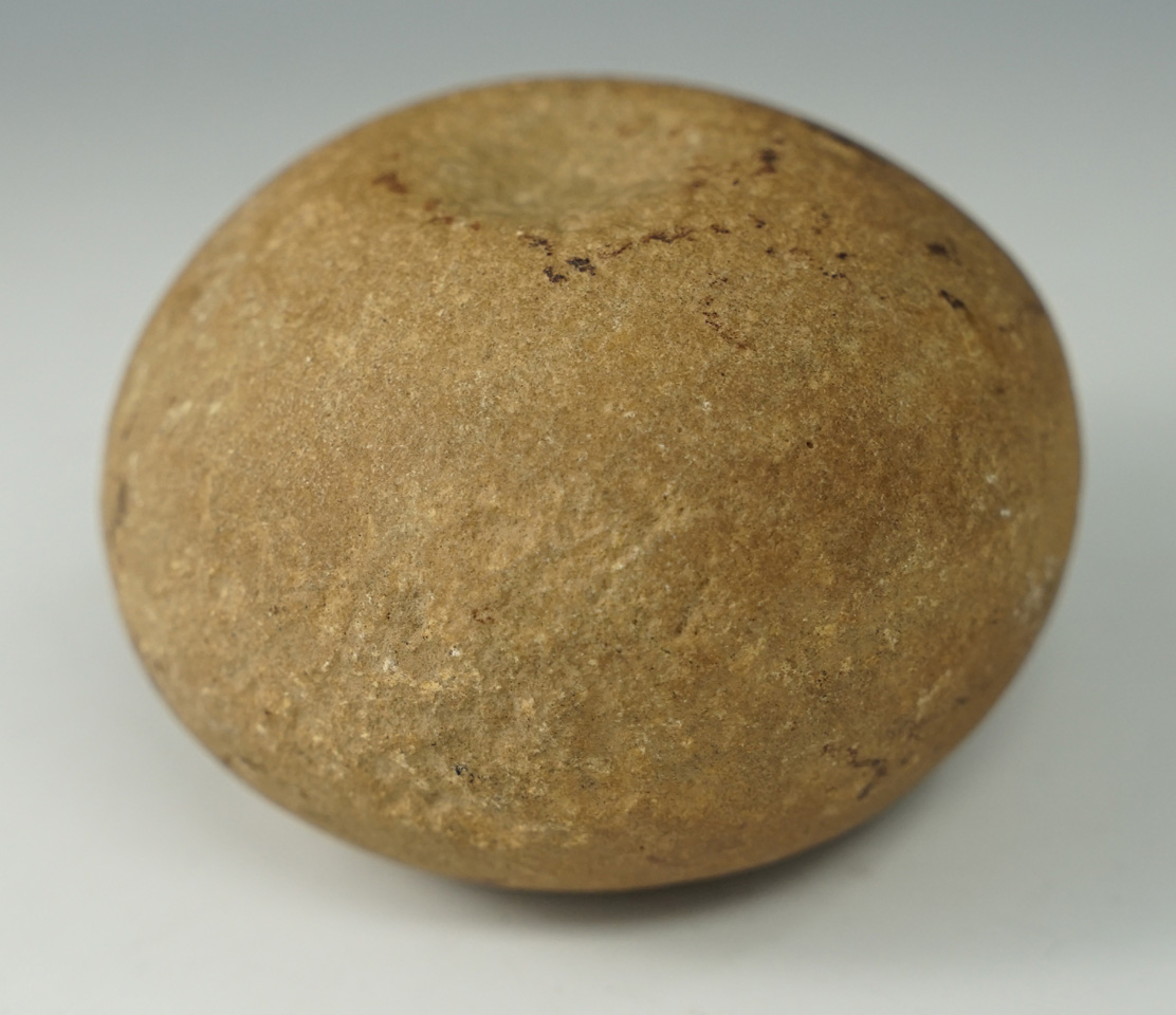 3 1/4" diameter Double Dimpled Hammerstone found in Kentucky. Ex. Henry English Collection.