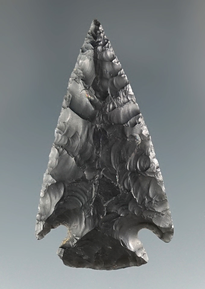 1 3/4" Pelican Lake made from Obsidian, found in Wyoming. Comes with a Davis G-10 COA.