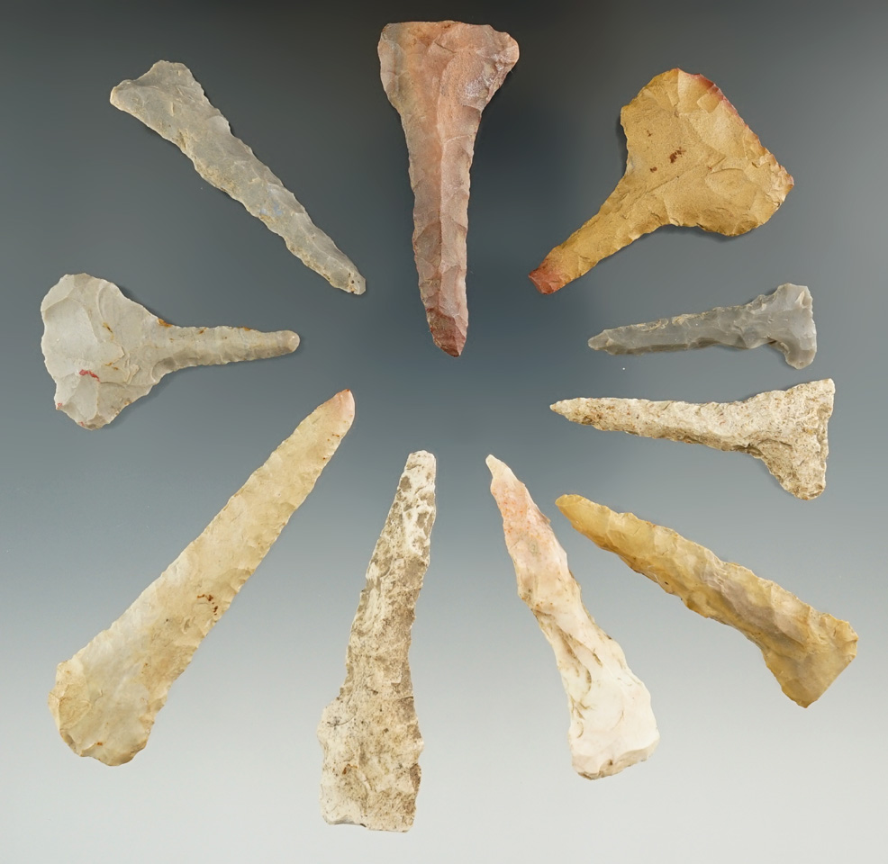 Excellent group of 10 assorted Indiana Drills, largest is 2 13/16".