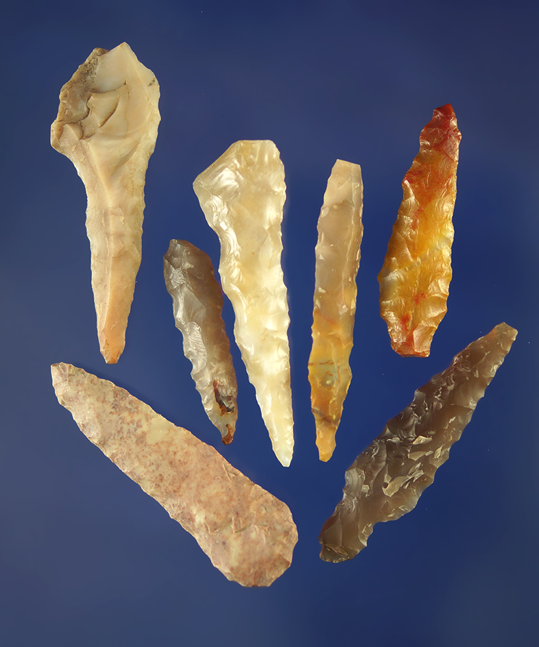 Set of seven Drills made from nice material in good condition, largest is 1 1/2".    Columbia River.