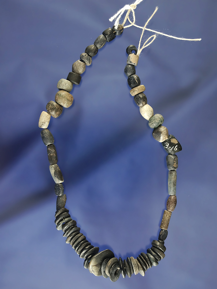11" long strand of assorted shapes of polished Columbia River stone beads, very fine quality.