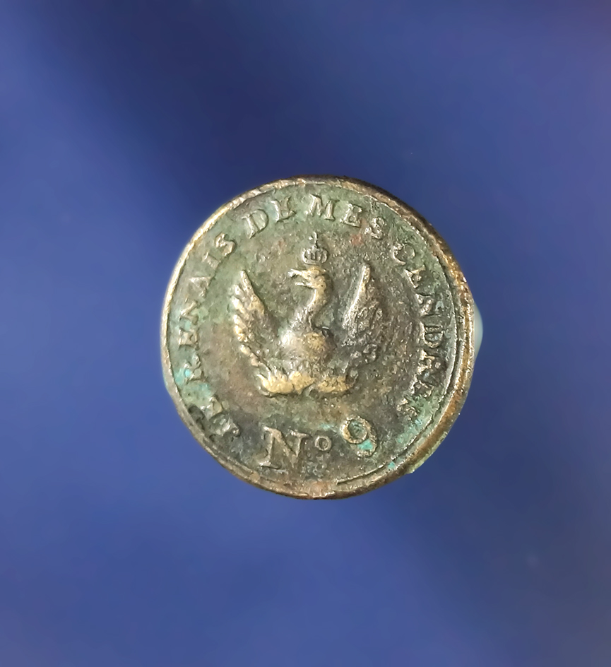 No. 9 Phoenix Button, small disc type which measures 5/8", style #2. Columbia River