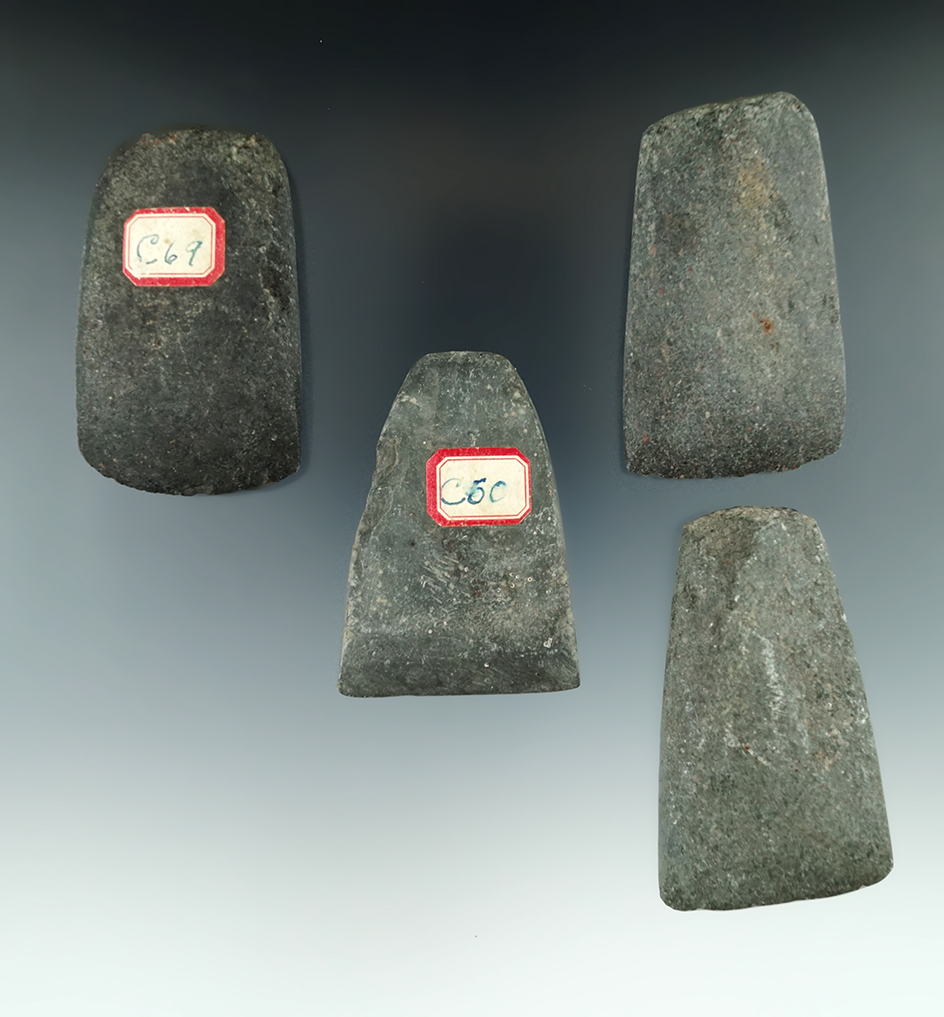 Set of four nicely styled Celts in excellent condition found in Michigan. Largest is 2 3/4".