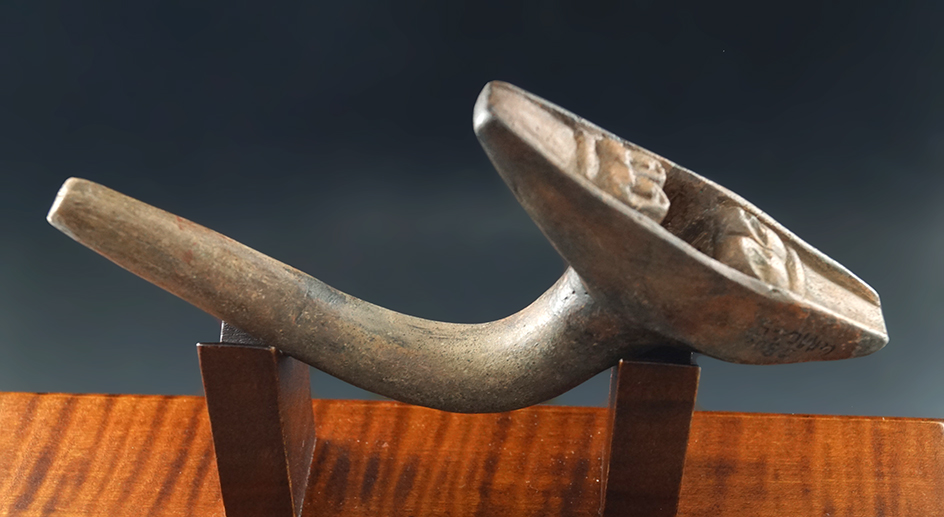 Very unique!  5 1/2" Iroquois Clay Pipe that is heavily restored at the bowl area - New York.