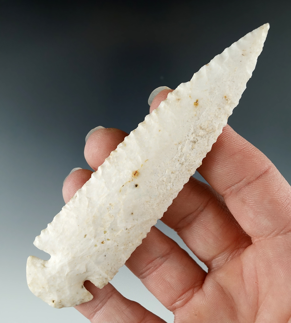 4 5/16" Burlington Dovetail with very minor modern rechipping to one side.  Iowa.  Davis COA.