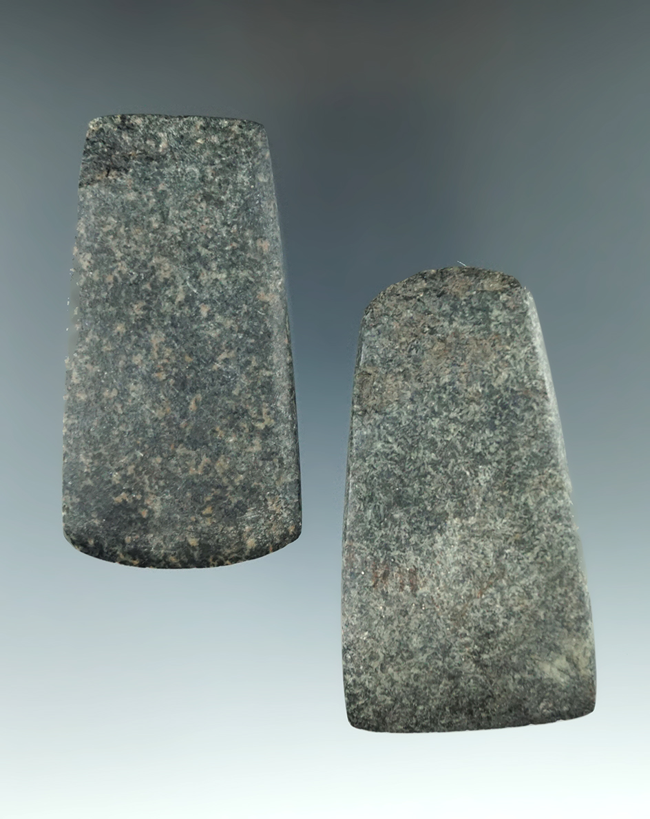 Pair of well styled and nicely polished Hardstone Celts found in Michigan, largest is 3".