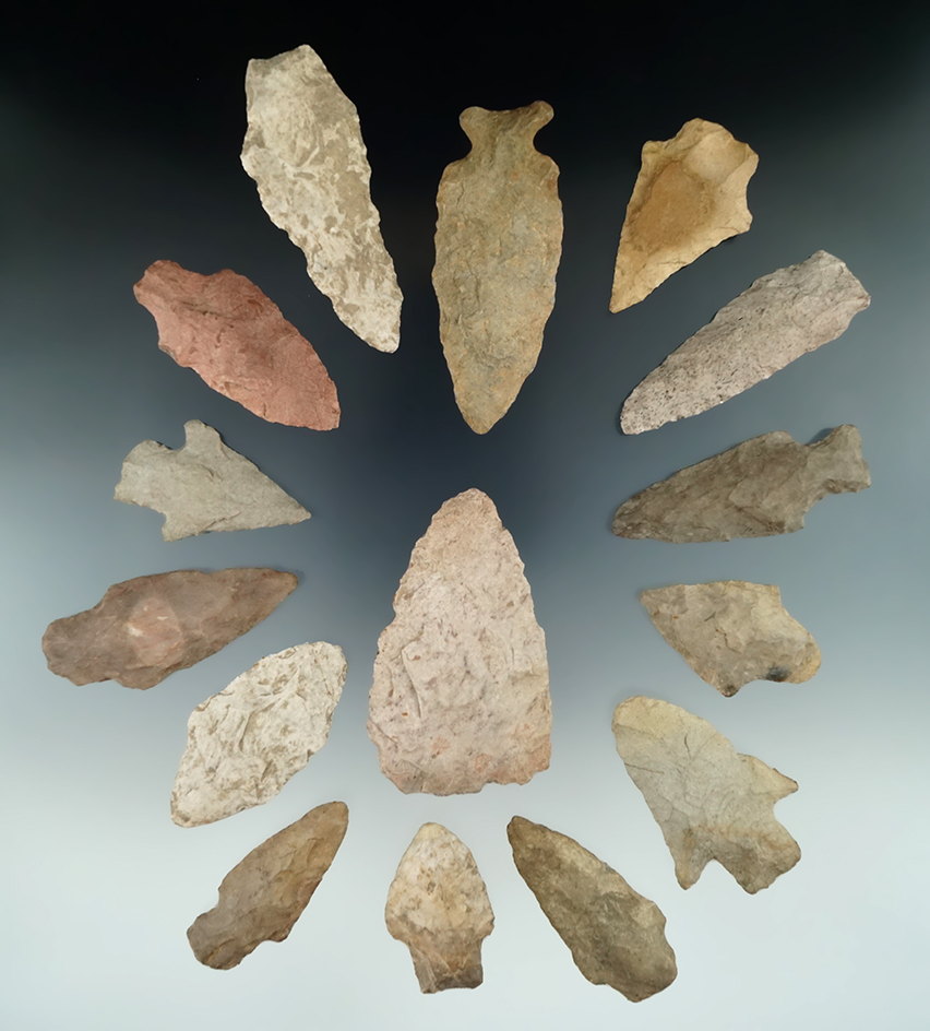 Set of 15 assorted Eastern points and Knives, largest is 2 7/8".