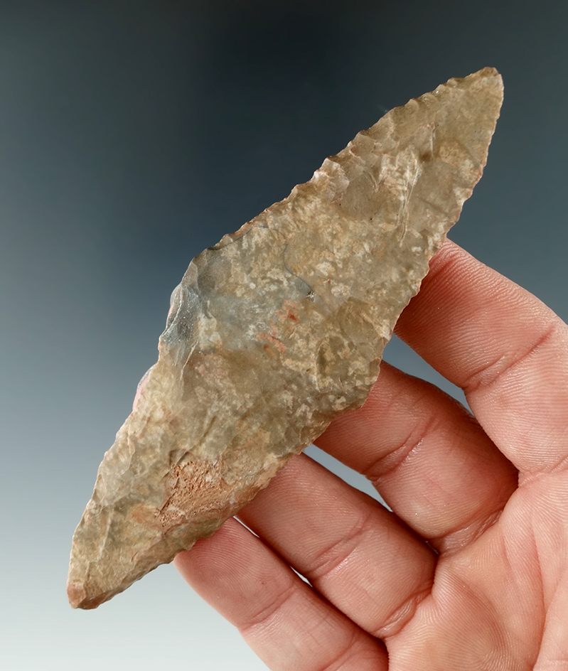 Nicely patinated 4" Harahey Knife found in Kansas.