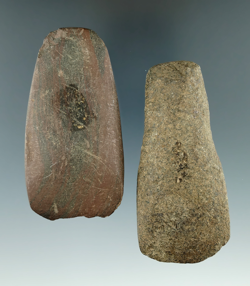 Pair of Celts and one Adze found in New York, largest is 5 1/8".