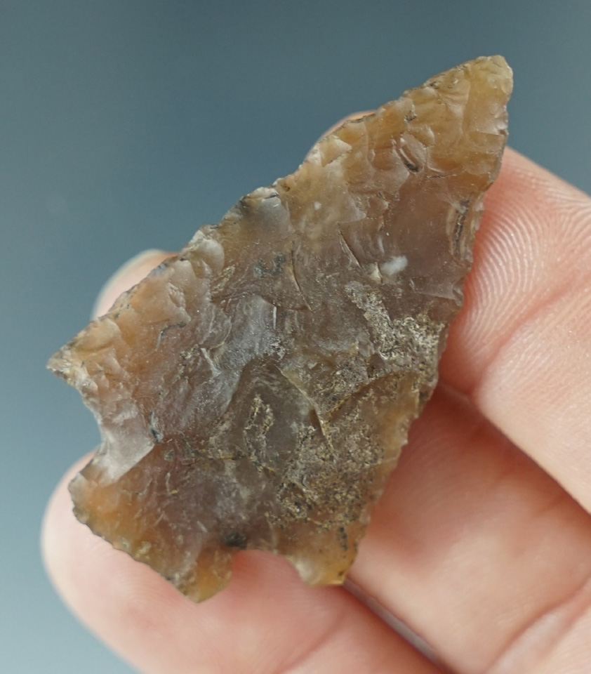 1 3/4" Stemmed point - beautiful honey colored semi translucent material - Colorado.