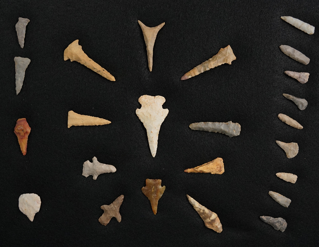 Group of 24 assorted drills and perforators found in the Midwest, largest is 2 5/8".