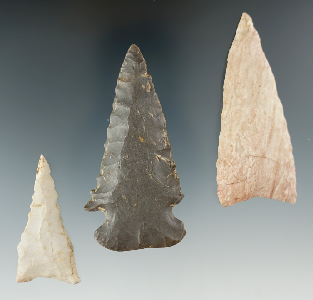 Set of three Illinois artifacts in nice condition, largest is 2 7/8".