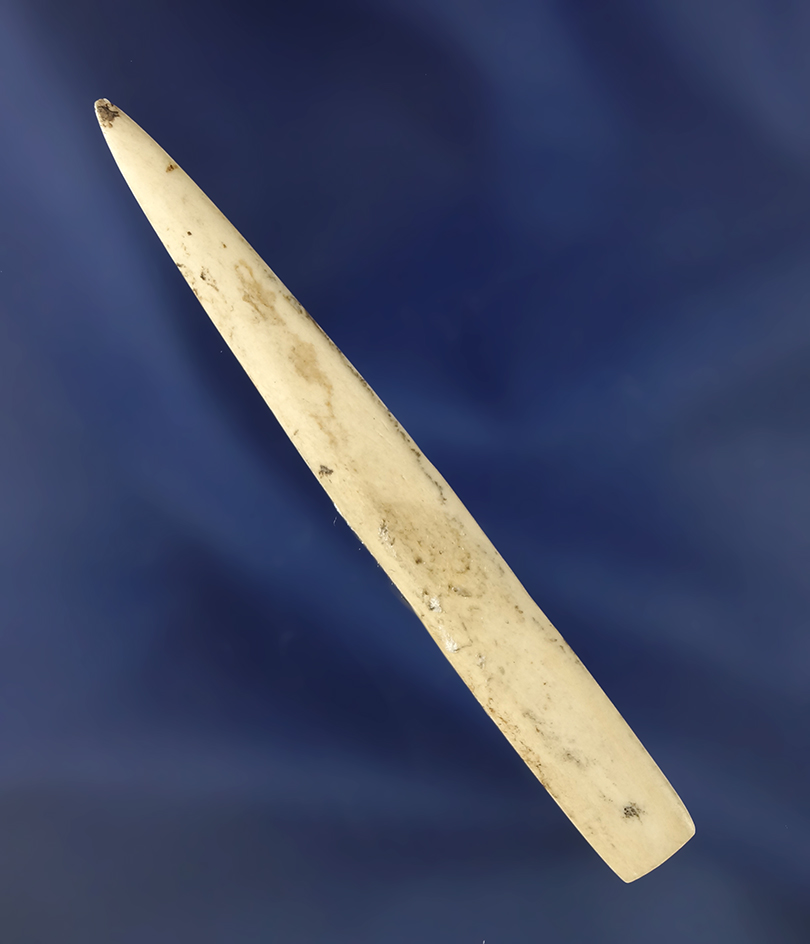 2 13/16" heavily polished, nicely styled bone projectile tip found in Kentucky - very flat and thin.