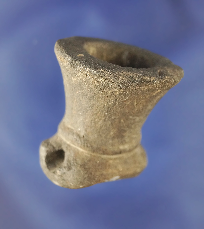 Nice Style! 1 3/8" tall sandstone Iroquois pipe found in New York.