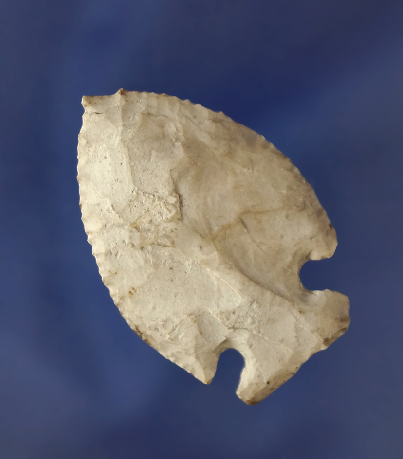 1 9/16" Intrusive Mound point made from Delaware chert found in Jay Co.,  Indiana.