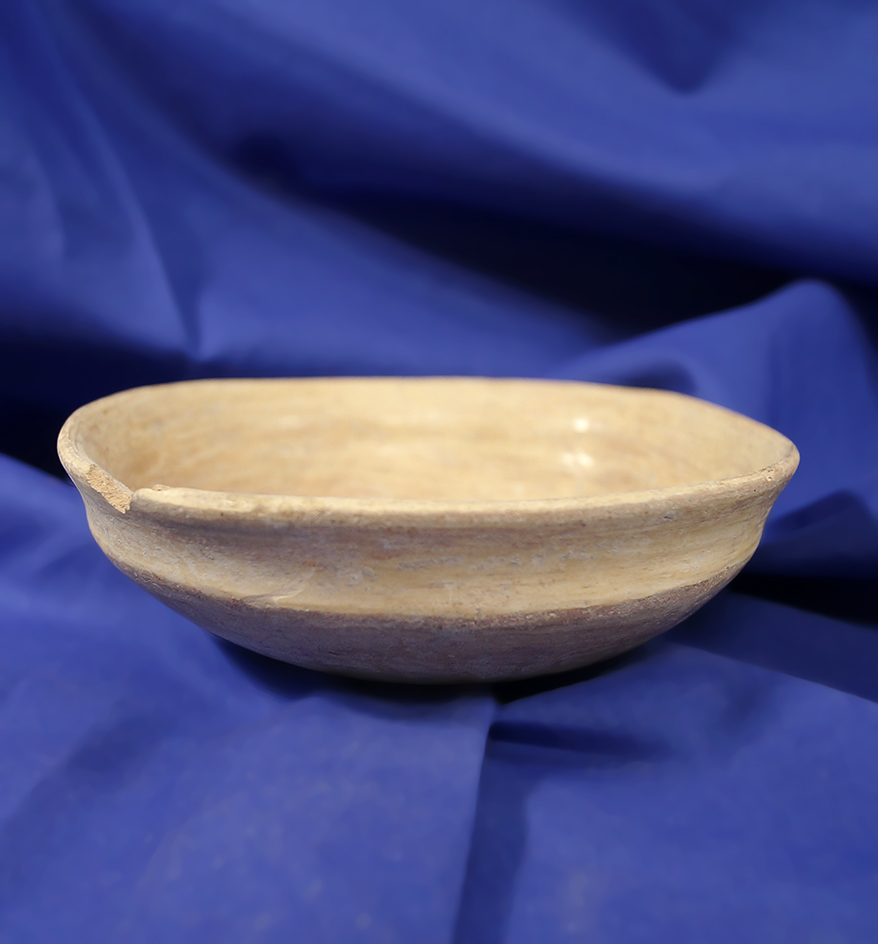 5" diameter Pre-Columbian pottery bowl with some original paint on exterior surface.