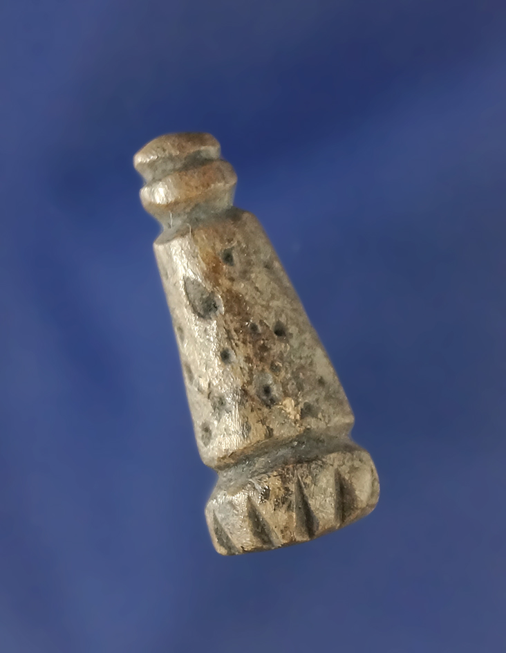 Excellent engraving on this beautifully decorated 1" tall grooved Bone Pendant - Pistol River, OR.