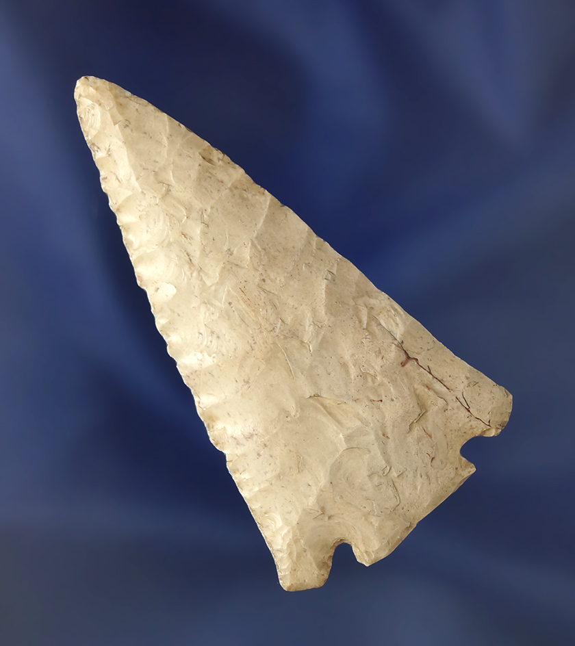 Exceptional flaking  2 9/16" Decatur Fracture Base - Indiana. Ex. Lyle Nickels. Bennett COA.