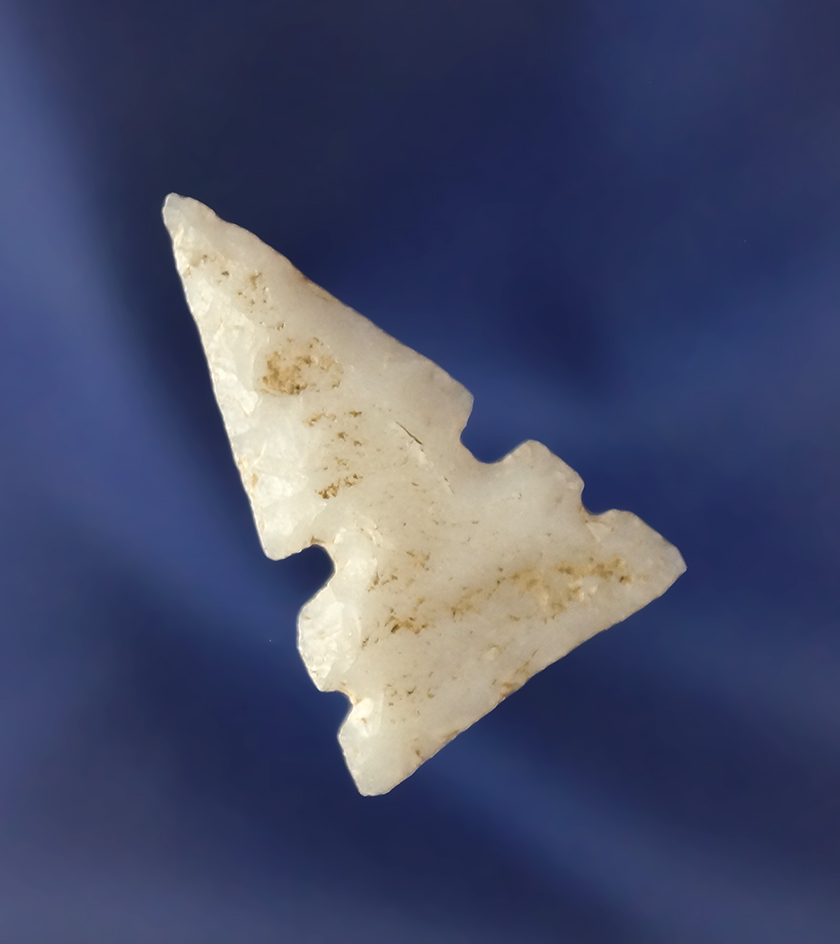 1 1/4" unique Double Notched Arrow Point found in Arizona that is nicely made off a flake.