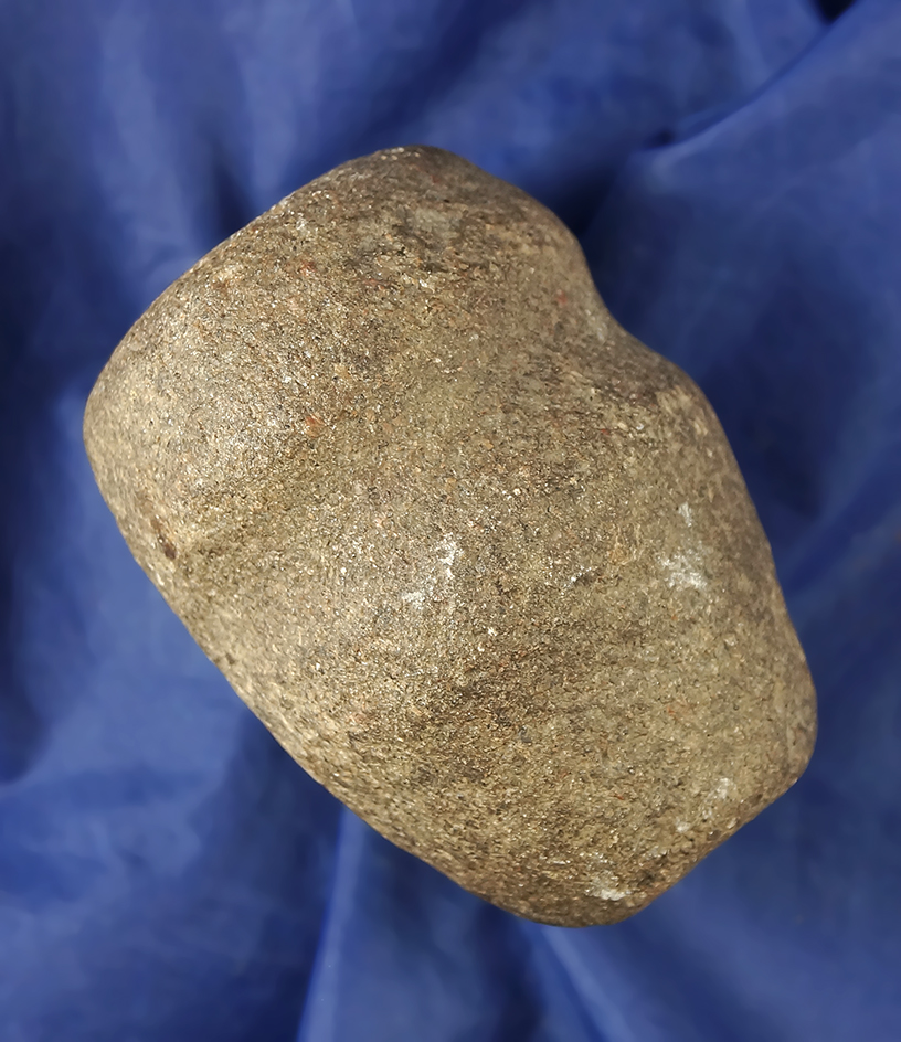 Well defined 3 1/2" long 3/4 grooved quartzite Hammerstone  Auglaize Co.,  Ohio.