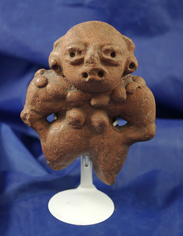 4" tall pre-Columbian clay pottery figure found in West Mexico.