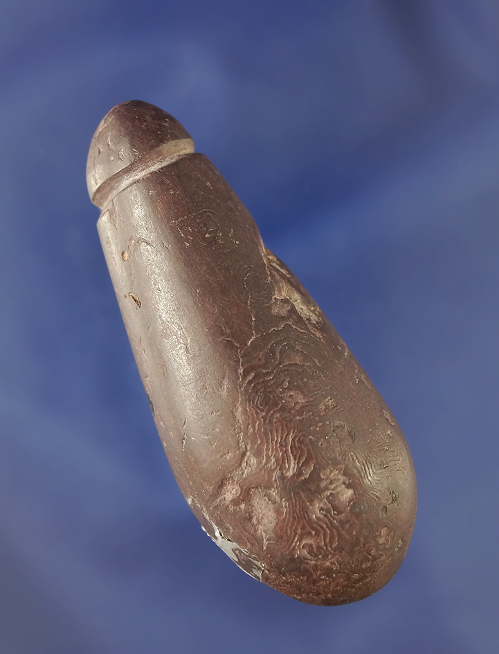 2 9/16" grooved Plummet found in Calhoun Co.,  Illinois. Ex. Von Hilliard.