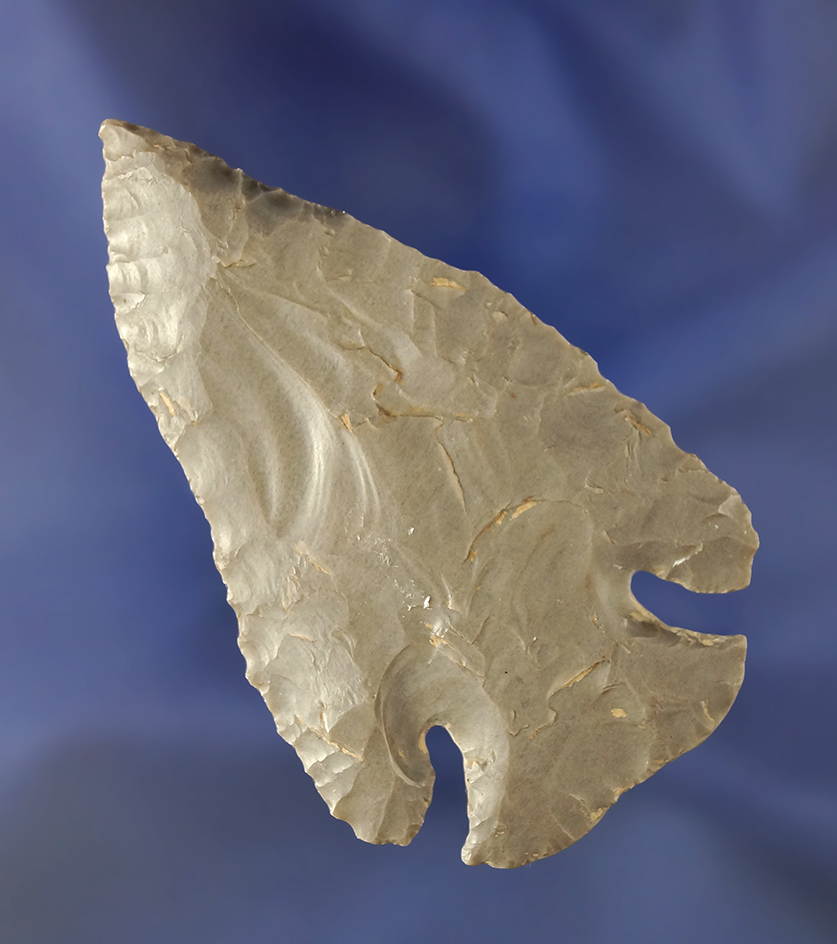 Thin for size and nicely flaked 3" lost Lake made from Hornstone found in Harrison Co.,  Indiana.