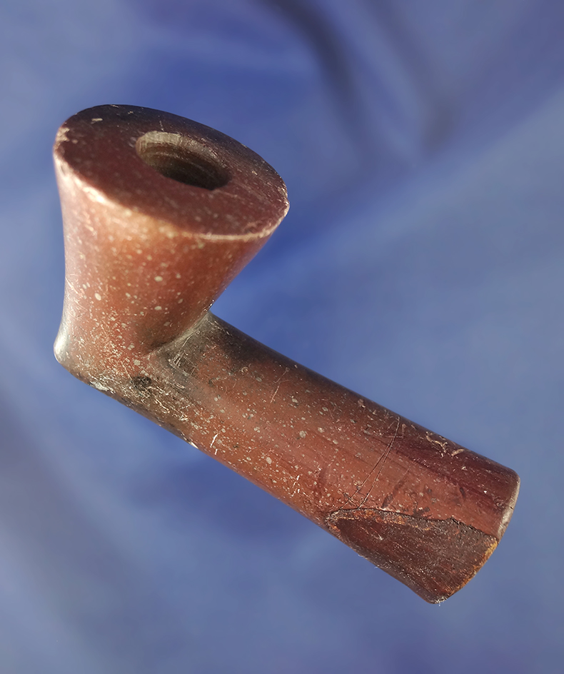 3 5/8" dark patinated Catlinite Pipe with one spot of restoration by stem area - Dickey COA.